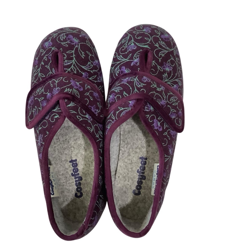 Cosyfeet Purple Floral Slippers